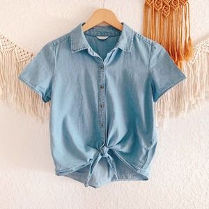 Aeropostale Chambray Button Down Tie Top